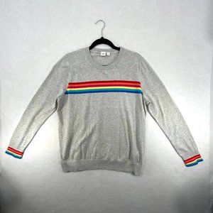 Gap Women's Cotton Crew Neck Rainbow Sweater Gray